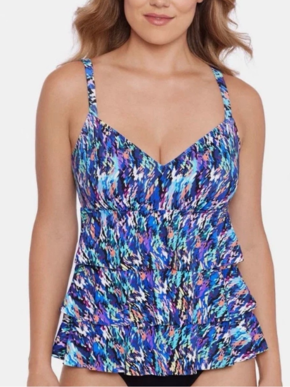 Swim Solutions Tiered Fauxkini One-Piece Swimsuit Size 18W